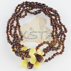 Baby necklace cherry color with leave beads Baby necklace cherry color with leave beads